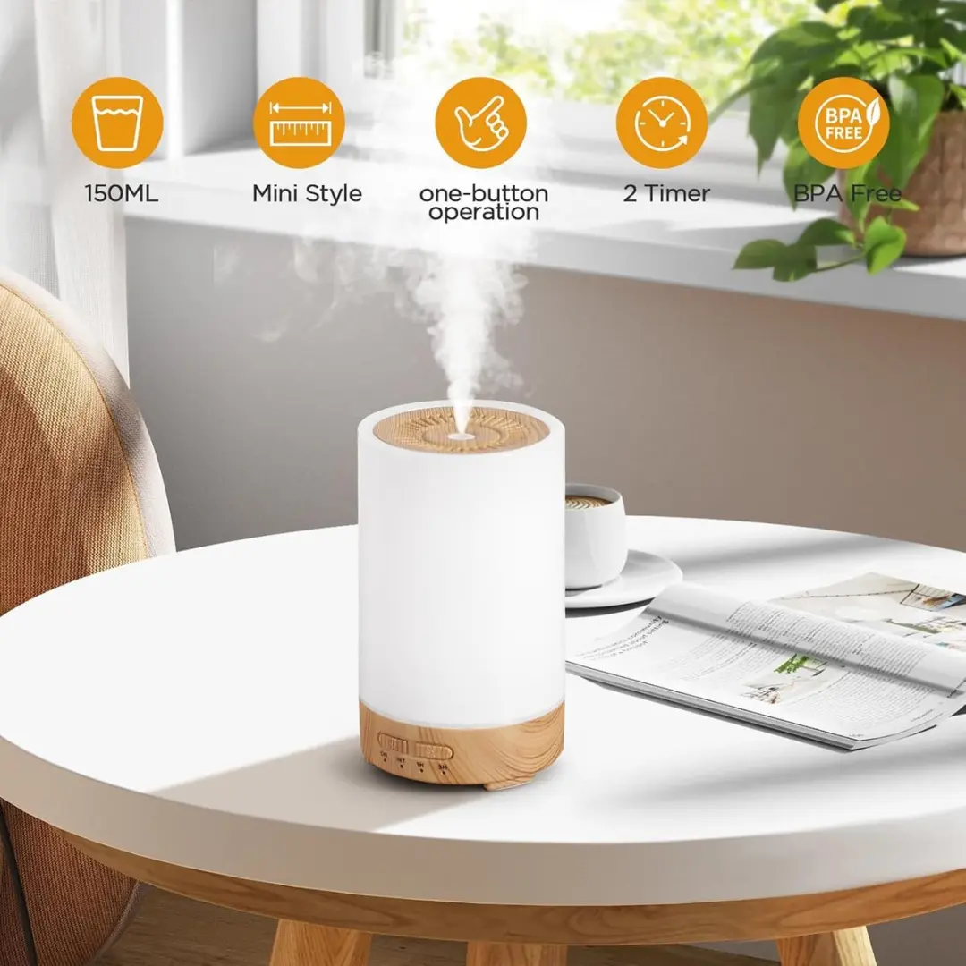 ECTEATOY YXP-79 Essentiële Olie Diffuser 150ml - 7 Kleuren LED - Houtstructuur