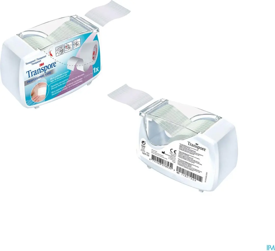 3M Transpore Pleisters 2,5cm x 50cm - Kleurloos