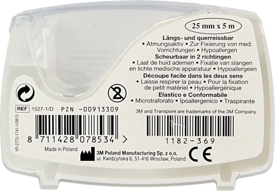 3M Transpore Pleisters 2,5cm x 50cm - Kleurloos