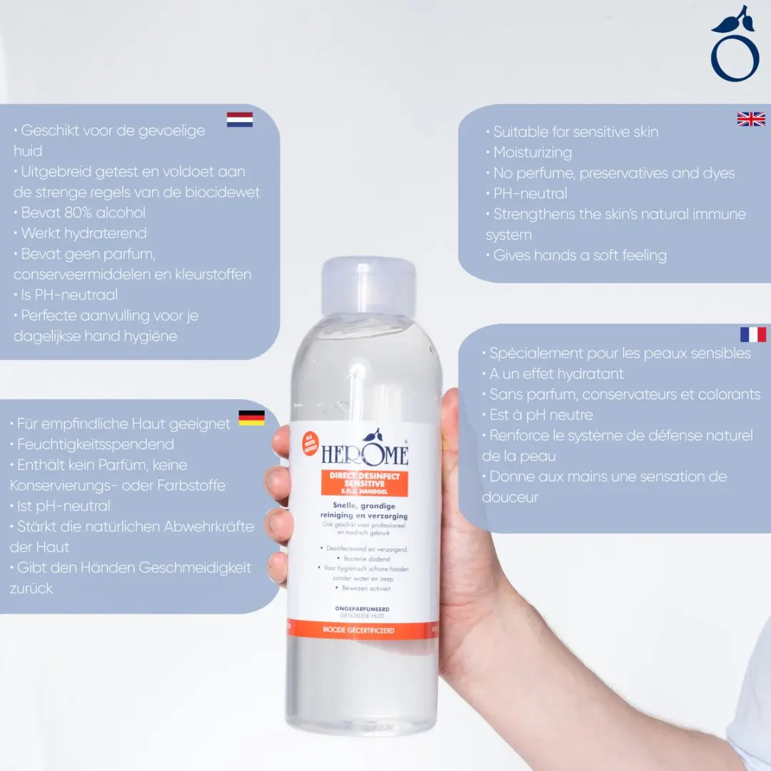 Herome Direct Desinfect Handgel Sensitive 1000ml - Parfumvrij