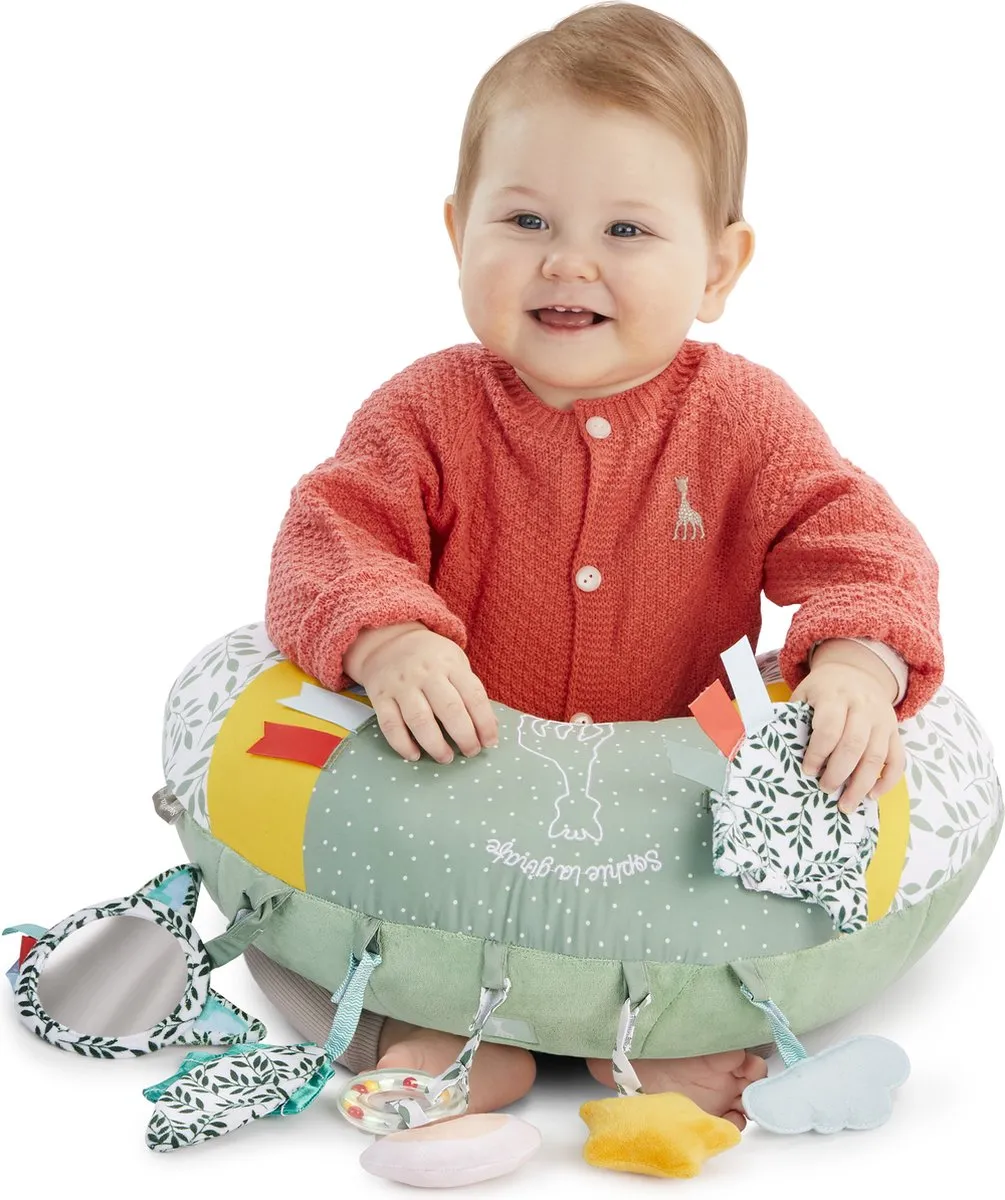 Sophie de Giraf Cosy Play Speelkussen - 7 Speelelementen - 45x13x35cm - Groen/Geel/Wit