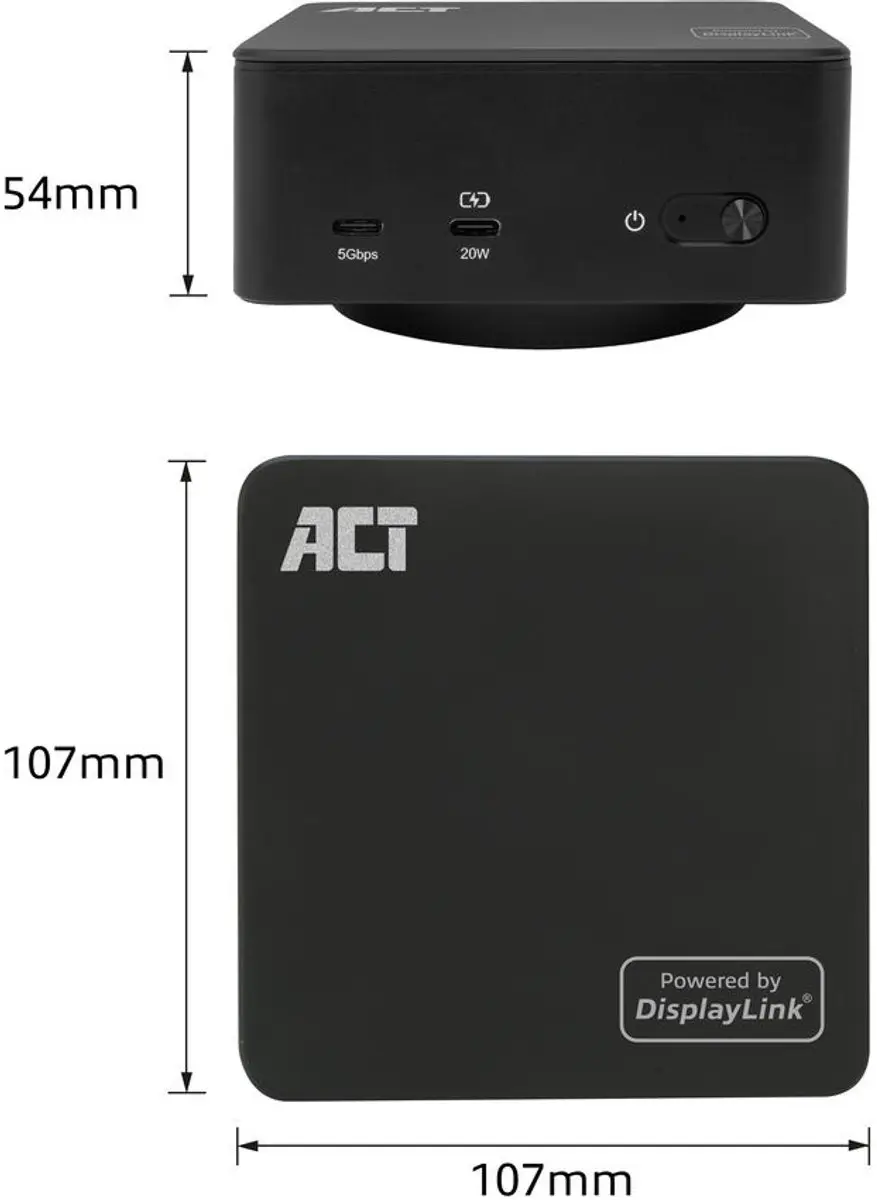 ACT Universeel USB-C Dockingstation AC7148 - 3 Monitoren 4K - Zwart