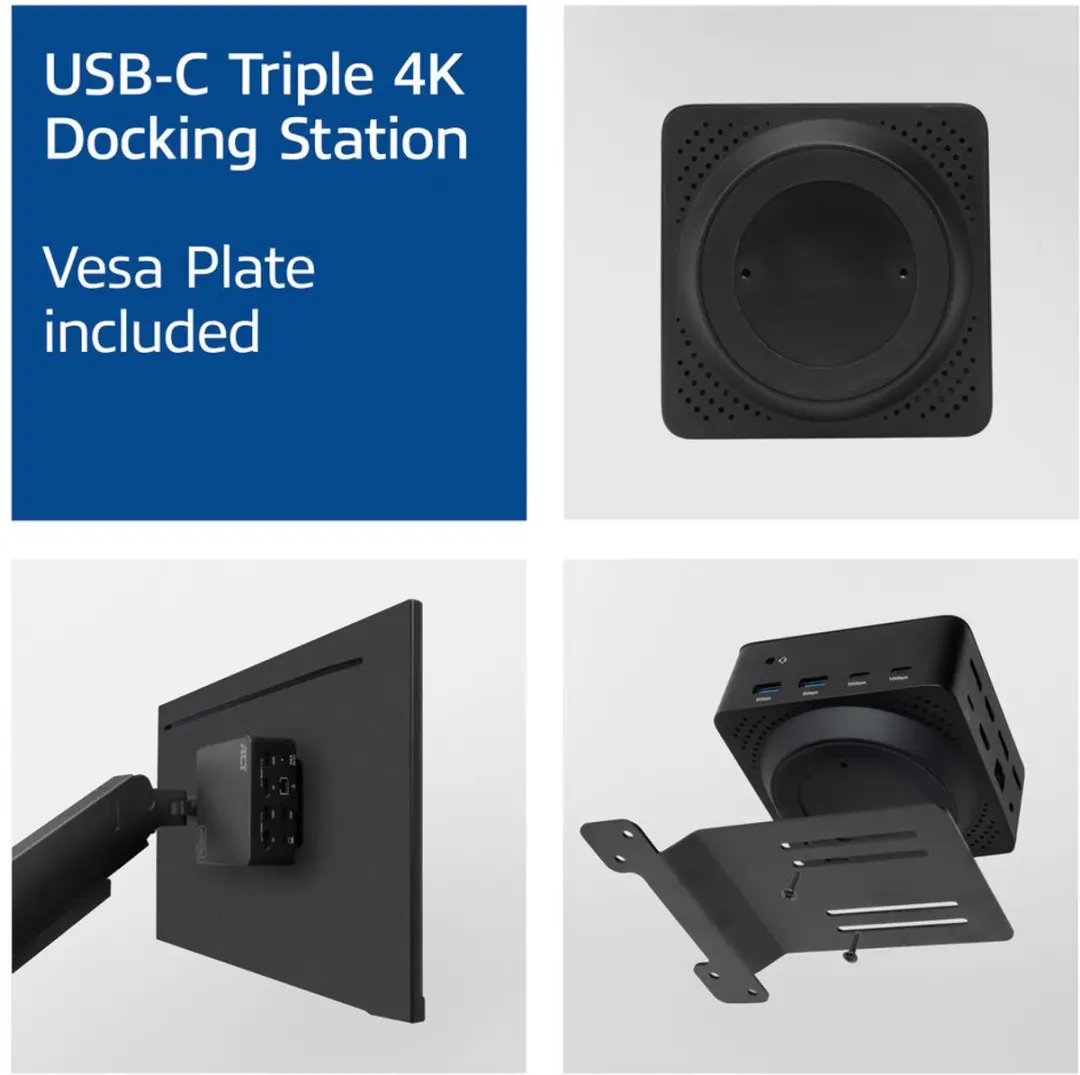 ACT Universeel USB-C Dockingstation AC7148 - 3 Monitoren 4K - Zwart