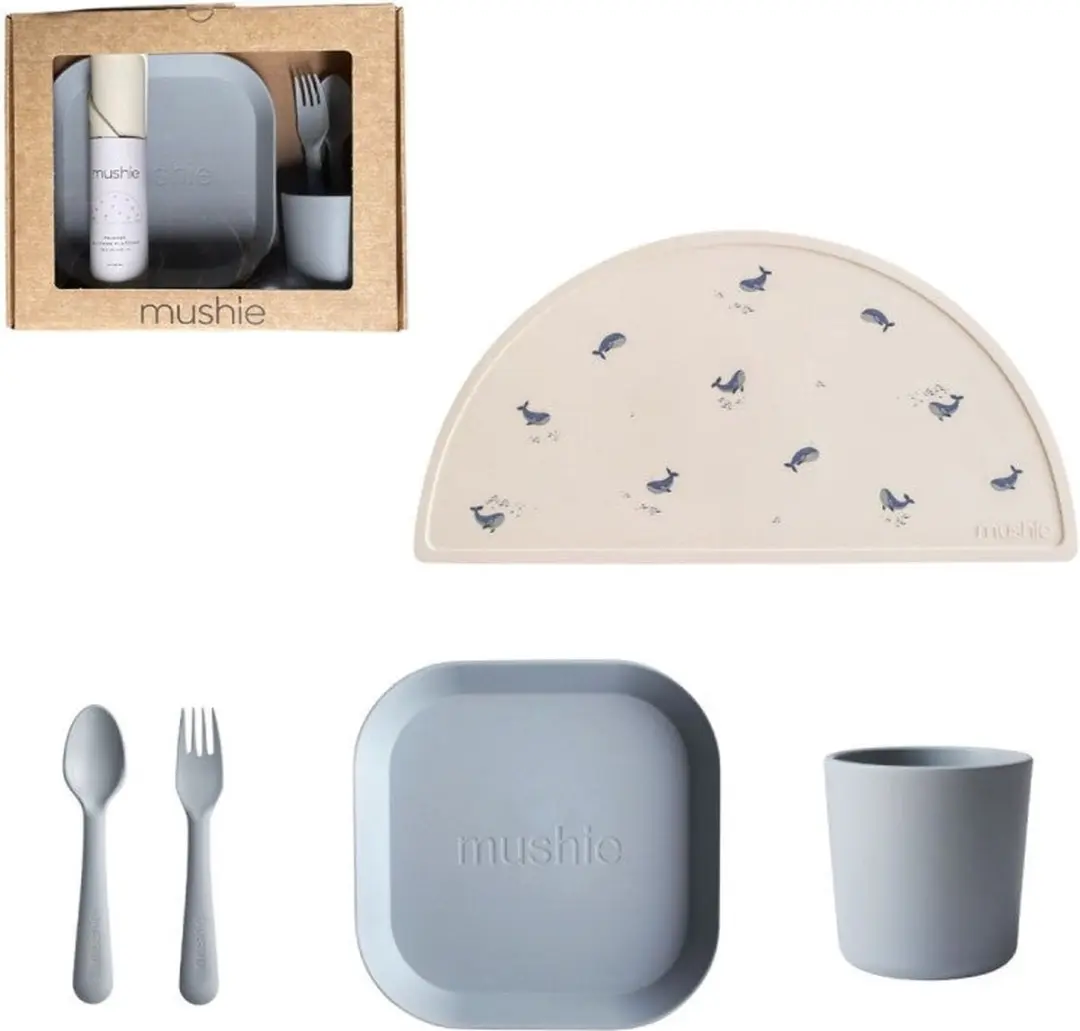 Mushie Giftbox Kinderservies Vierkant Cloud