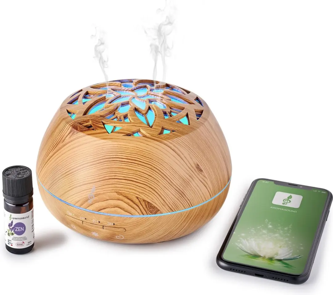 Bigben Aromasound Lilywood Aromadiffuser - Bluetooth Speaker - Bruin