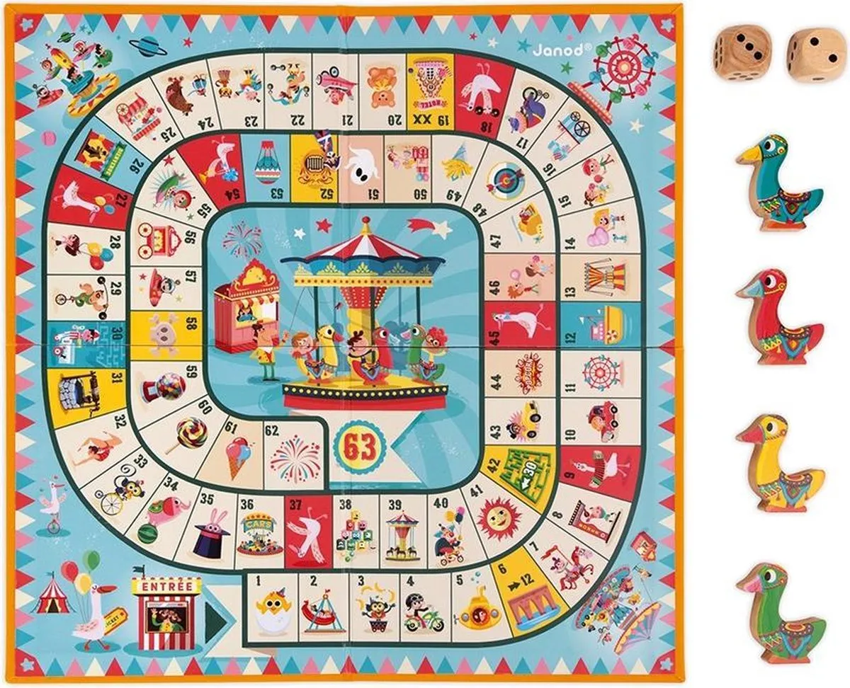 Janod Carrousel Ganzenbord - 370021 - 2-4 Spelers