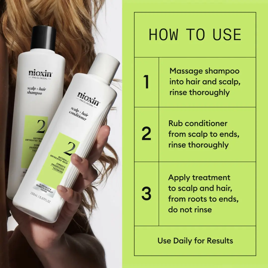 Nioxin System 2 Trial Kit - Shampoo Conditioner Treatment 340ml