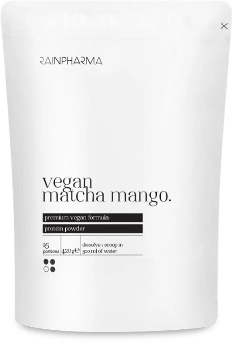 RainPharma Vegan Matcha Mango Eiwitpoeder 422g
