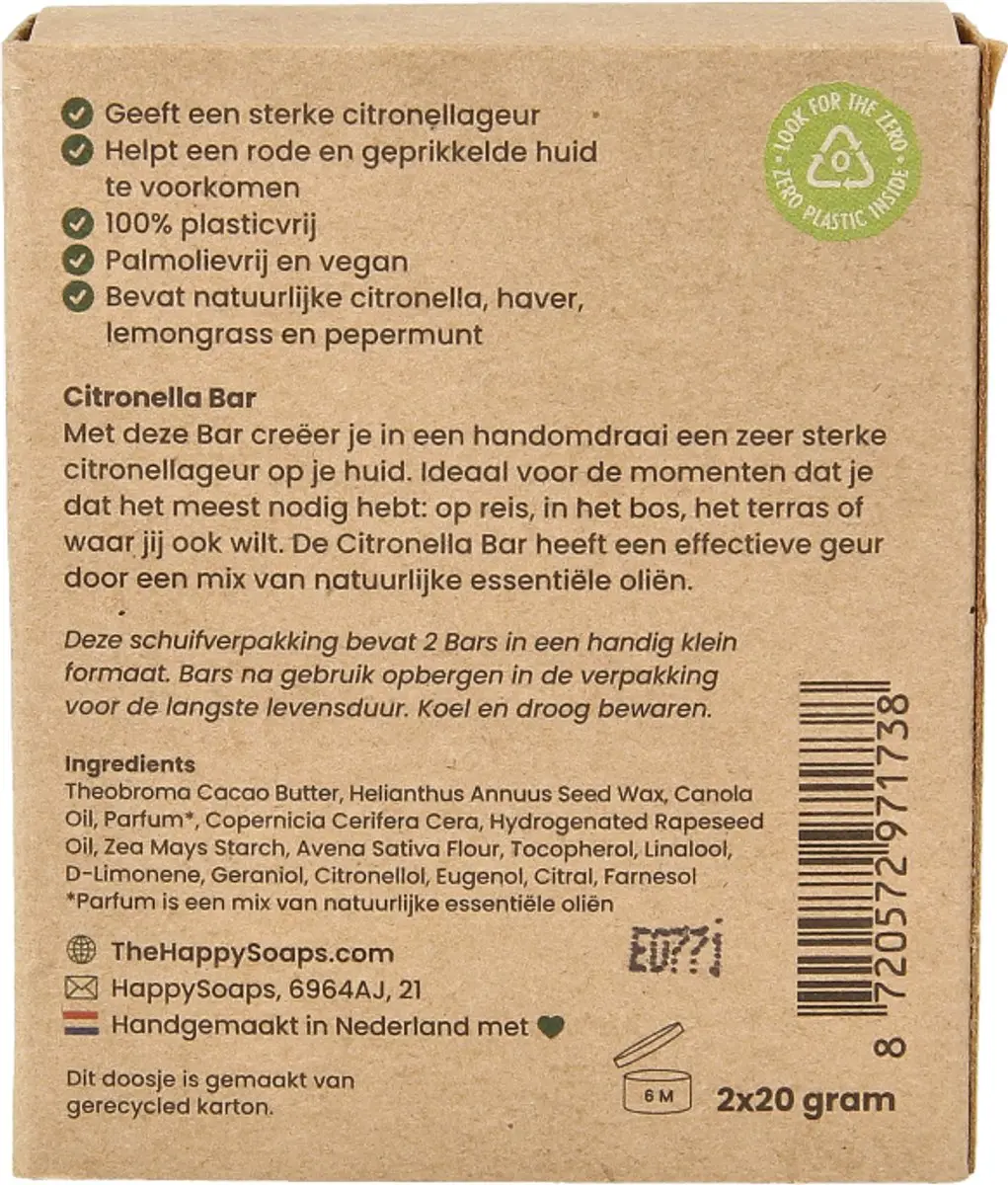 HappySoaps Anti-Insect Bar Citronella & Munt 40g - Geel