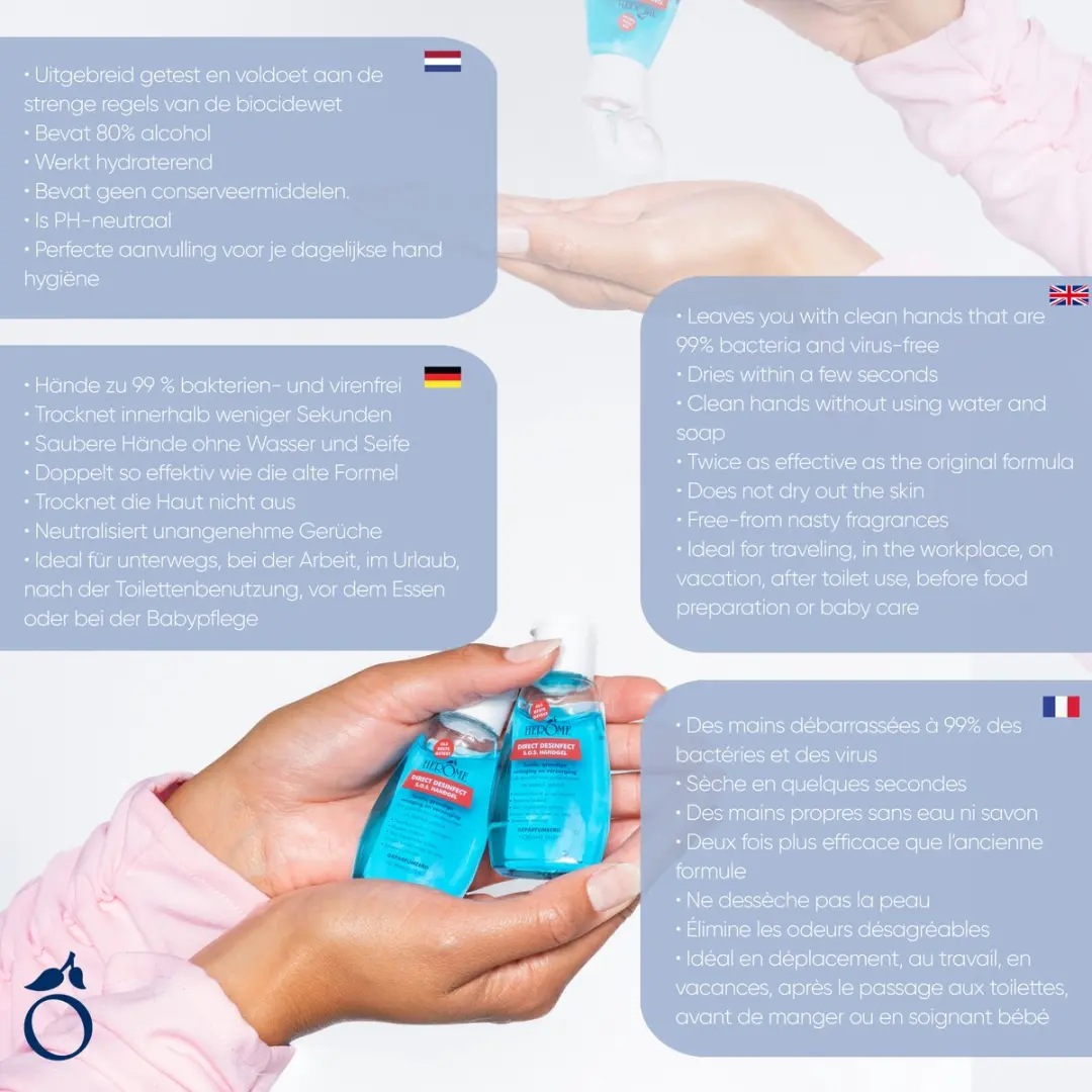 Herome Direct Desinfect Handgel Double Active 80% - 10x30ml - afbeelding 6 van 6
