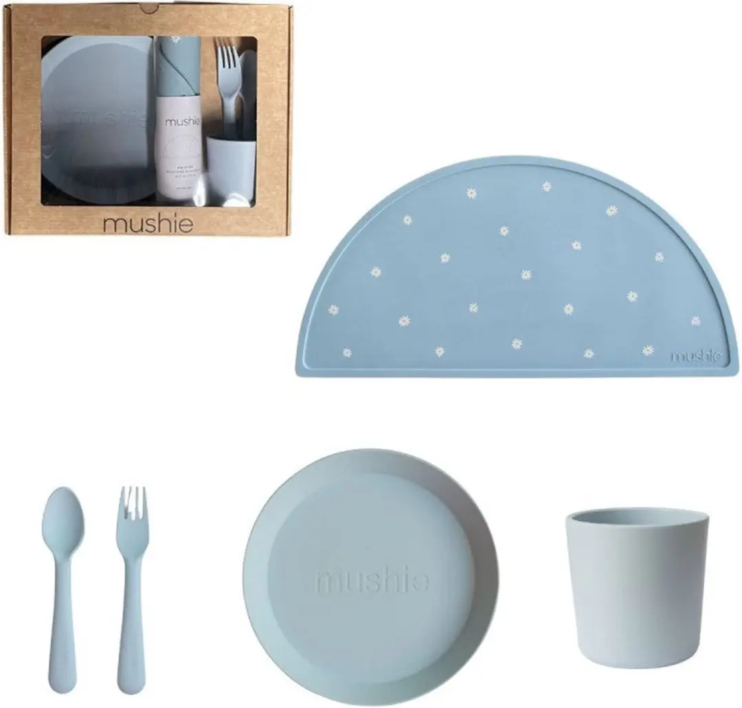 Mushie Giftbox Kinderservies - Powder Blue