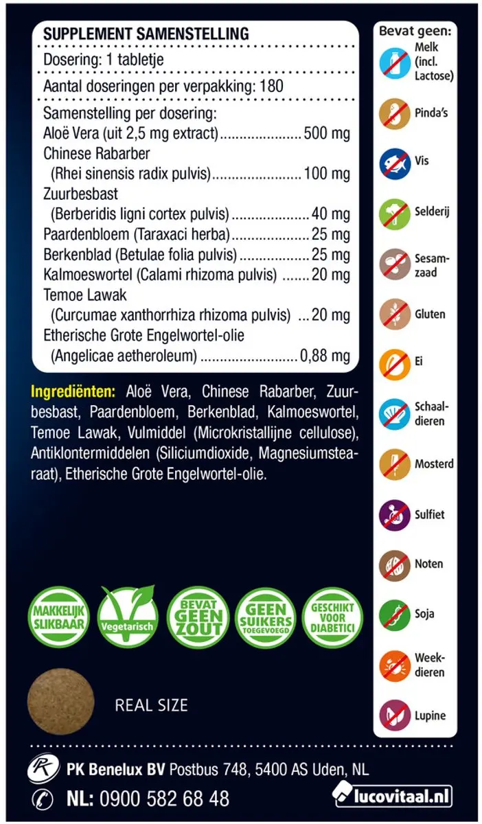 Lucovitaal Stoelgang Sennavrij Darmfloramiddel 180 tabletten
