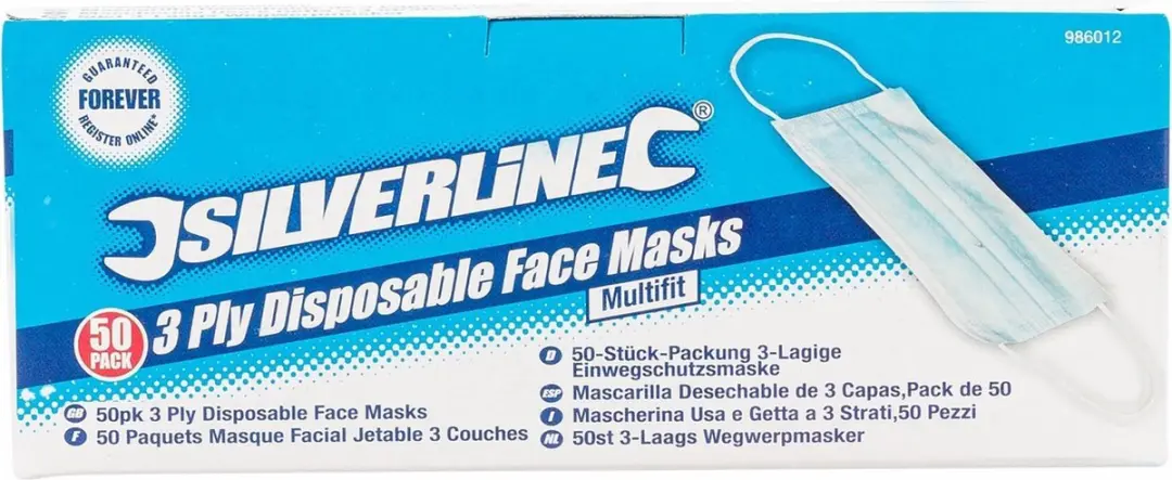 Silverline Wegwerpmaskers 3-laags - 50 Stuks - Blauw/wit