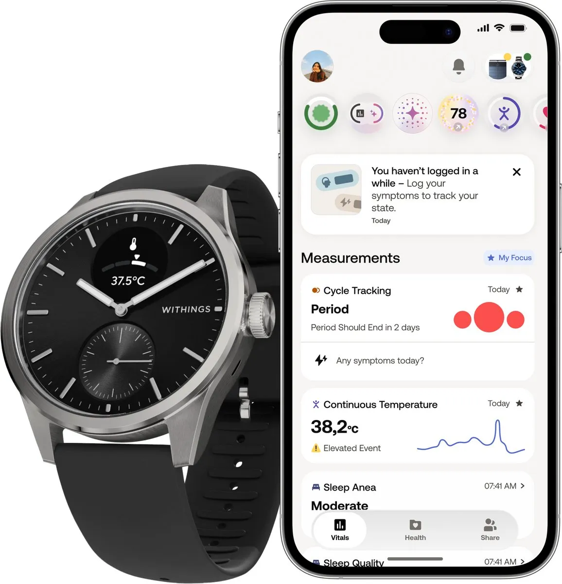 Withings ScanWatch 2 - 42mm - Hybride Smartwatch - Zwart