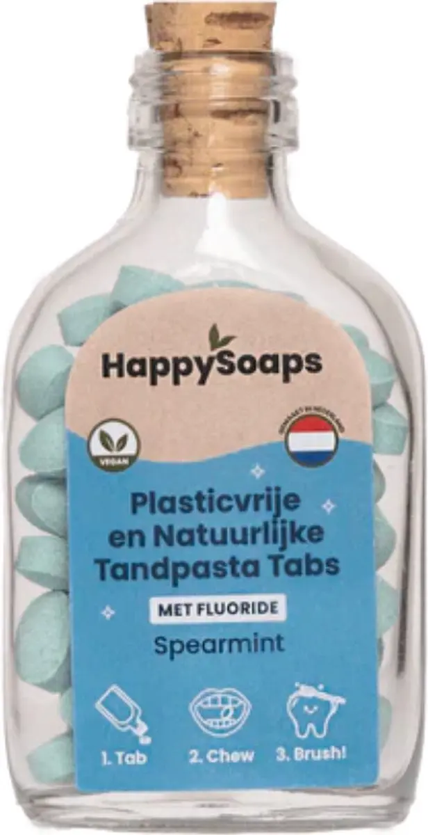 HappySoaps Natuurlijke Tandpasta Tabs Fluoride Spearmint