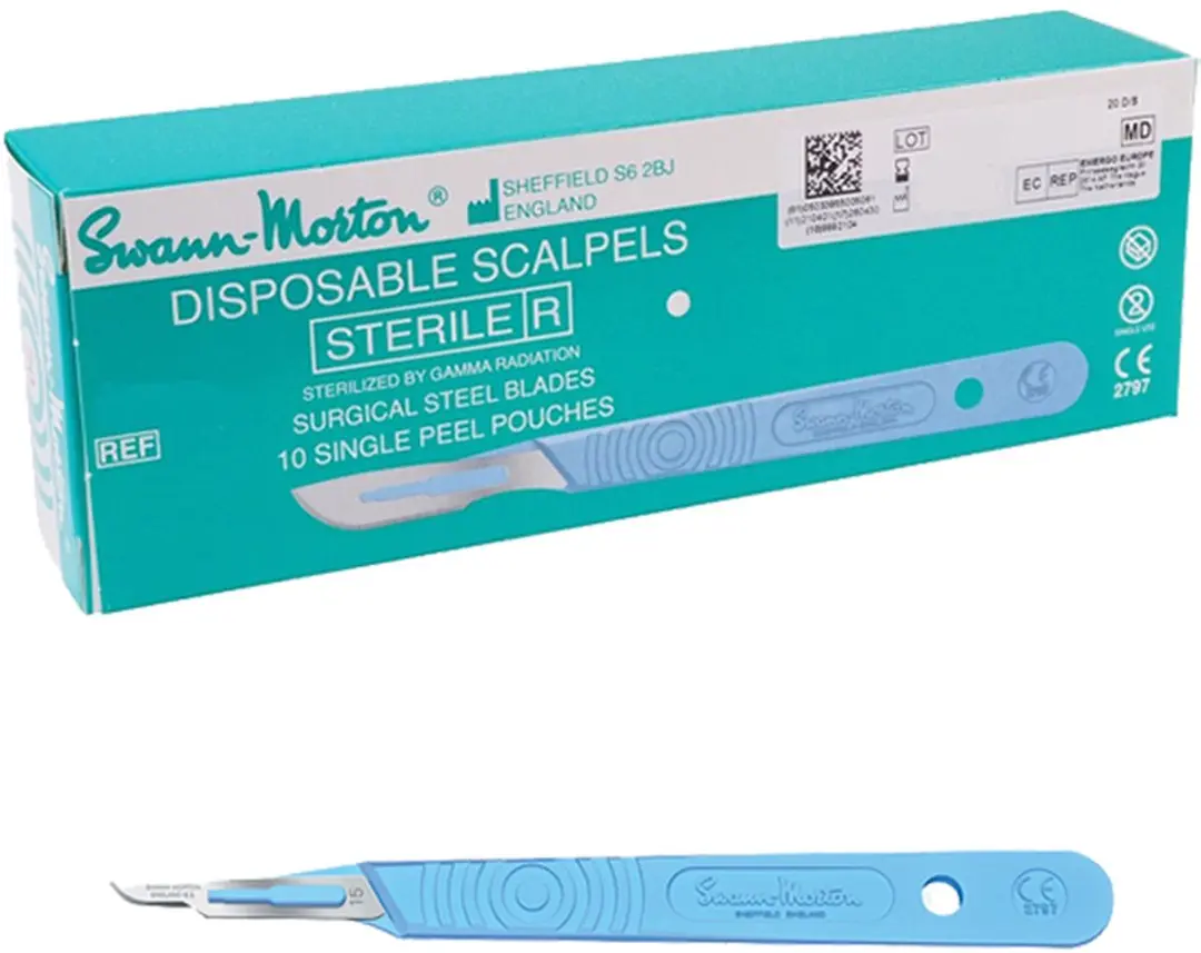 Swann Morton Mesje Nr. 15 met Handvat - 10 Stuks