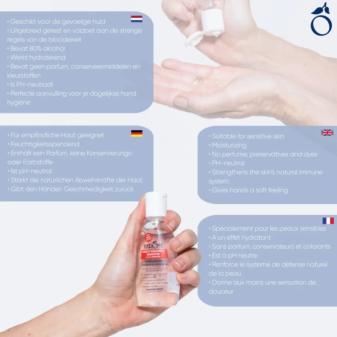 Herome Direct Desinfecterende Handgel Sensitive 75ml
