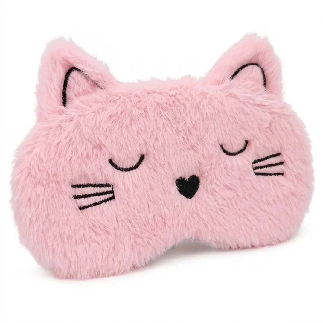 NuveX Roze Kat Slaapmasker - Pluche met Oortjes