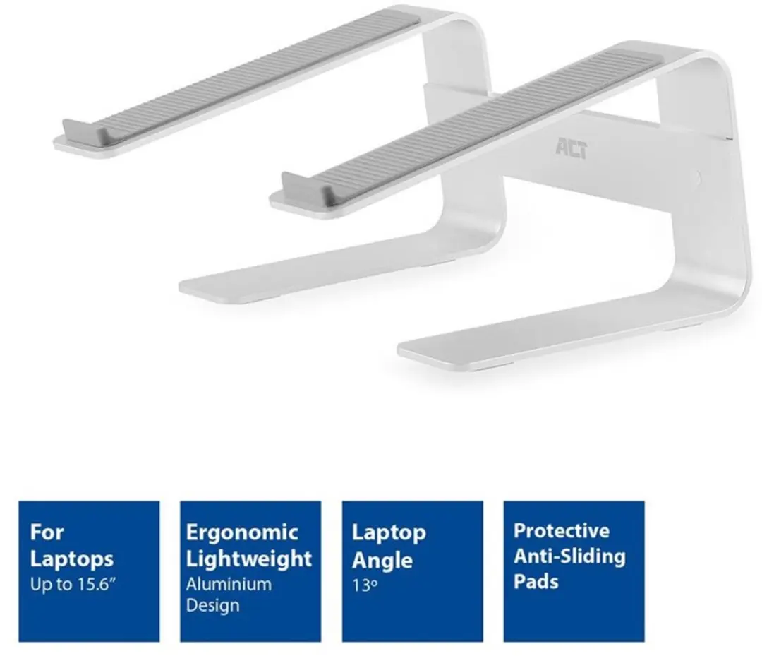 ACT AC8130 Laptopstandaard Aluminium - 15.6" - Zilver - afbeelding 6 van 6