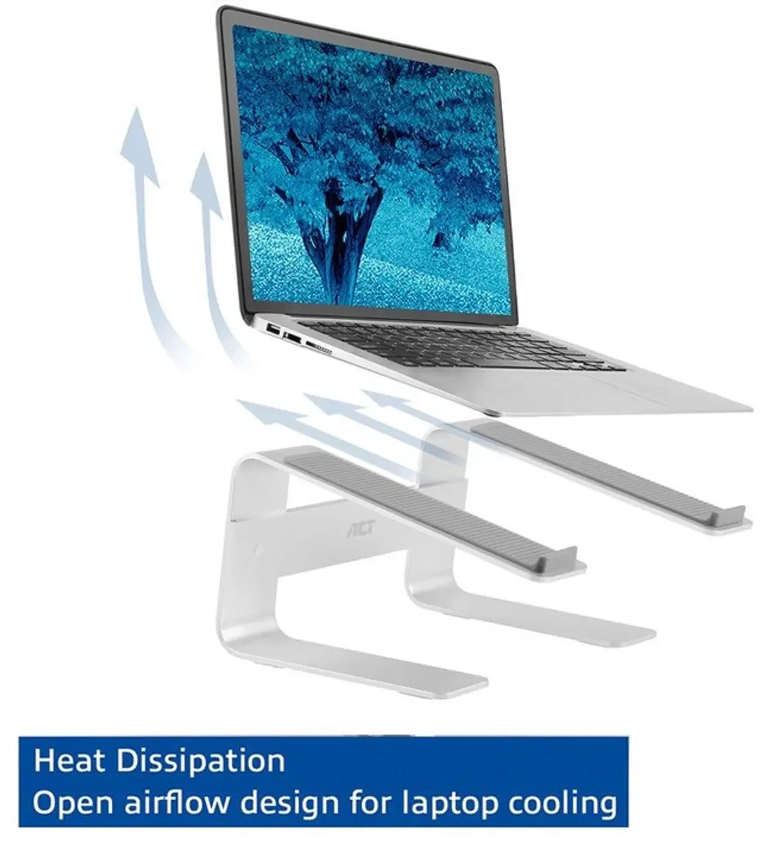 ACT AC8130 Laptopstandaard Aluminium - 15.6" - Zilver