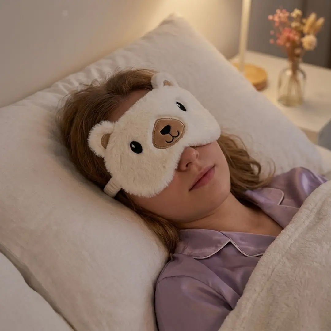NuveX Pluche Beren Slaapmasker - Wit