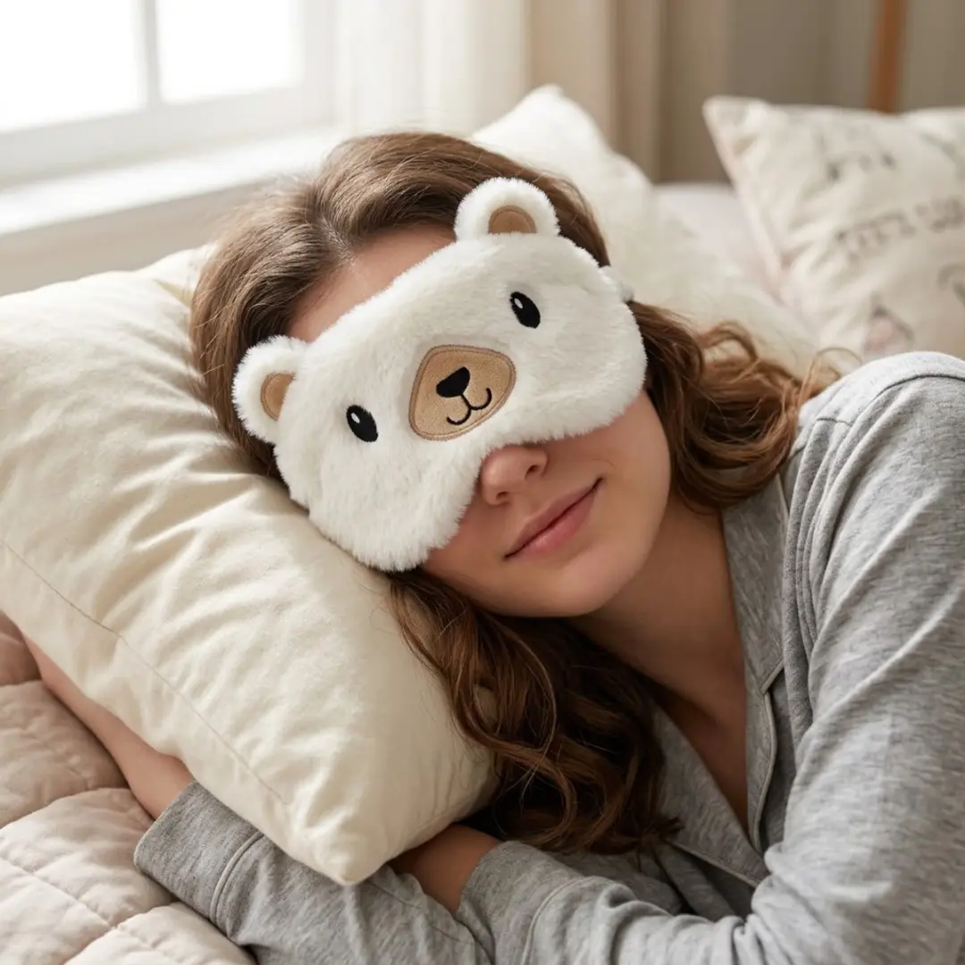 NuveX Pluche Beren Slaapmasker - Wit