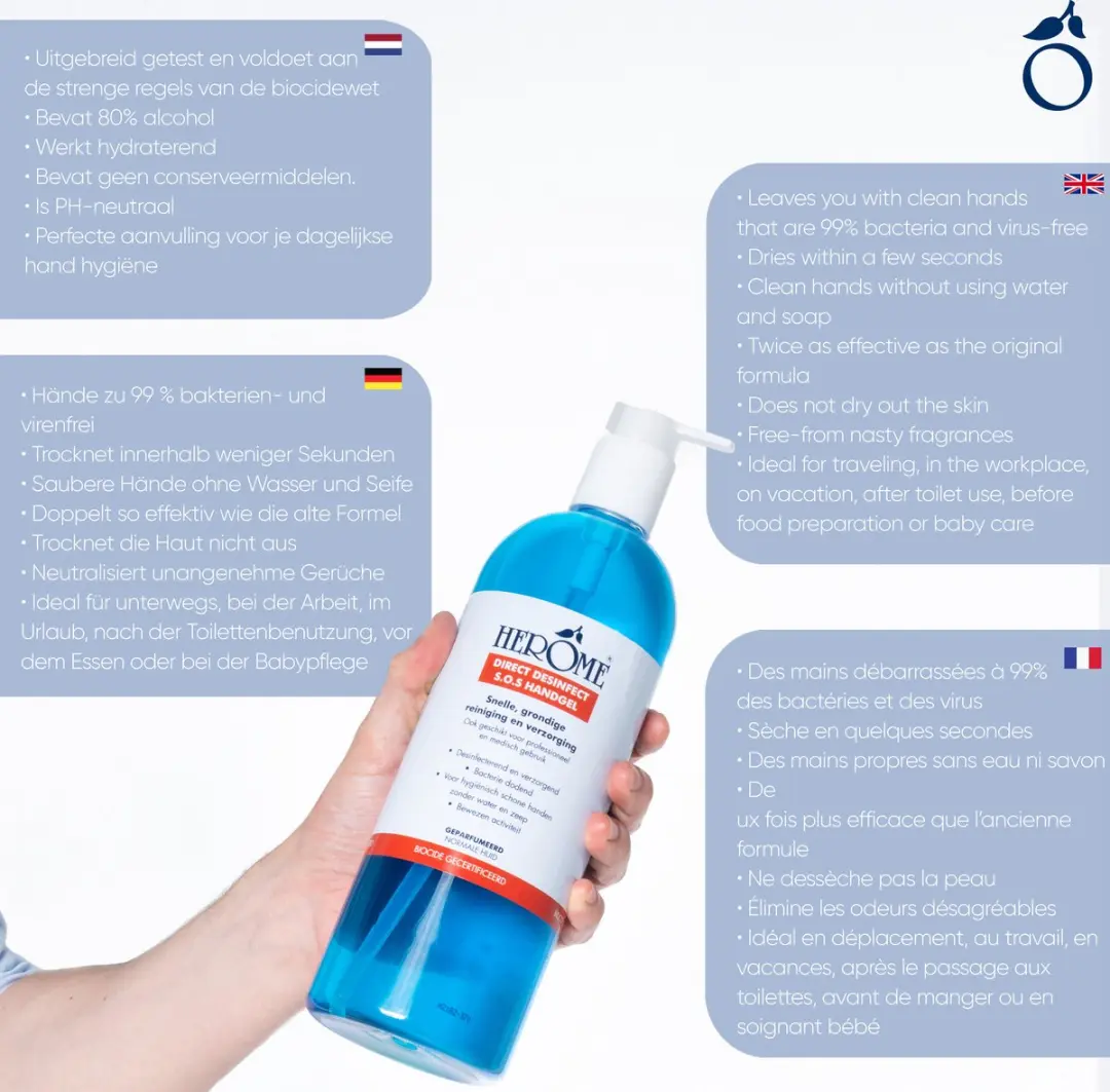 Herome Direct Desinfect Handgel Double Active 1000ml - afbeelding 6 van 6