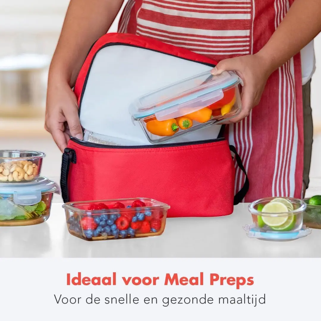 KitchenBrothers Meal Prep Glas Bakjes Set 9 Stuks - 1,52L