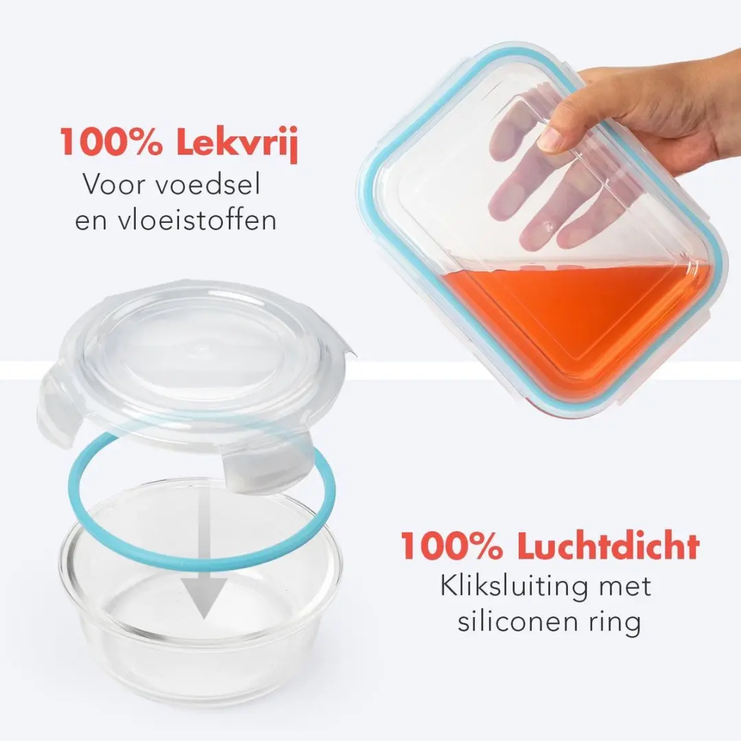 KitchenBrothers Meal Prep Glas Bakjes Set 9 Stuks - 1,52L