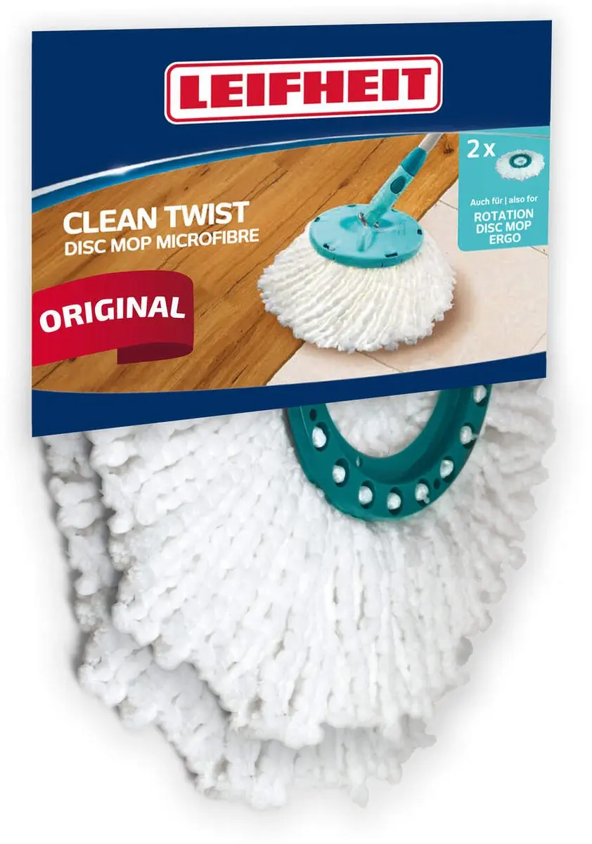 Leifheit Disc Mop Vervangende Koppen - 2 Stuks - Wit/Turkoois - afbeelding 6 van 6