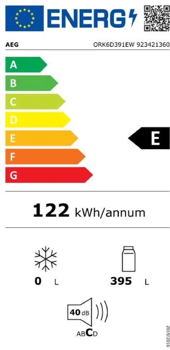 AEG ORK6D391EW Vrijstaande Koelkast 396L - Wit