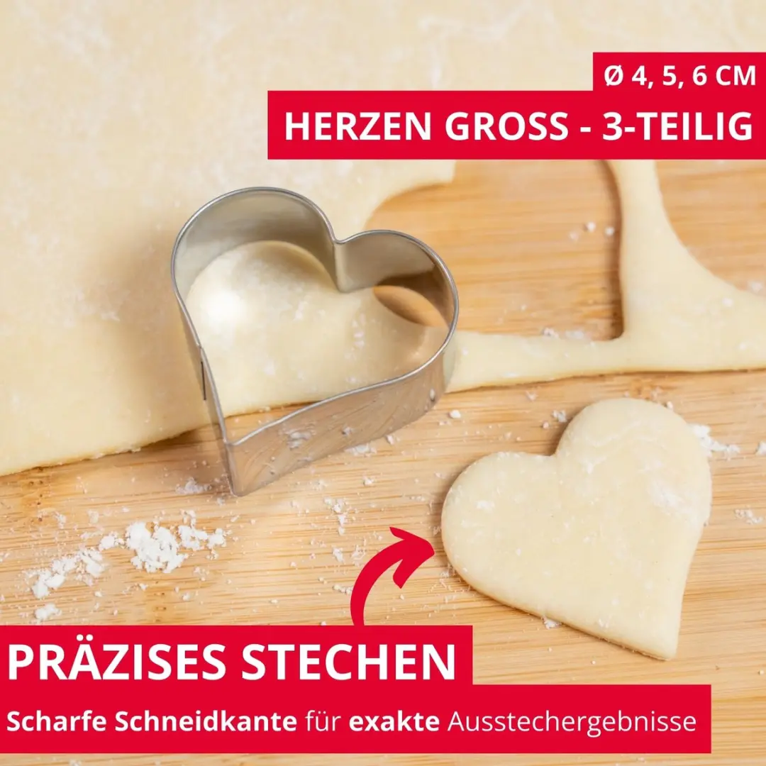 Westmark Terras Koekjesvormpjes Hart 3-delig - 4,5/6 cm - Zilver