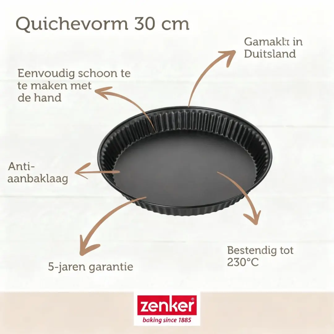 Zenker Bakkersset Quichevorm 30cm - 2 Kommen & Spatel - Zwart