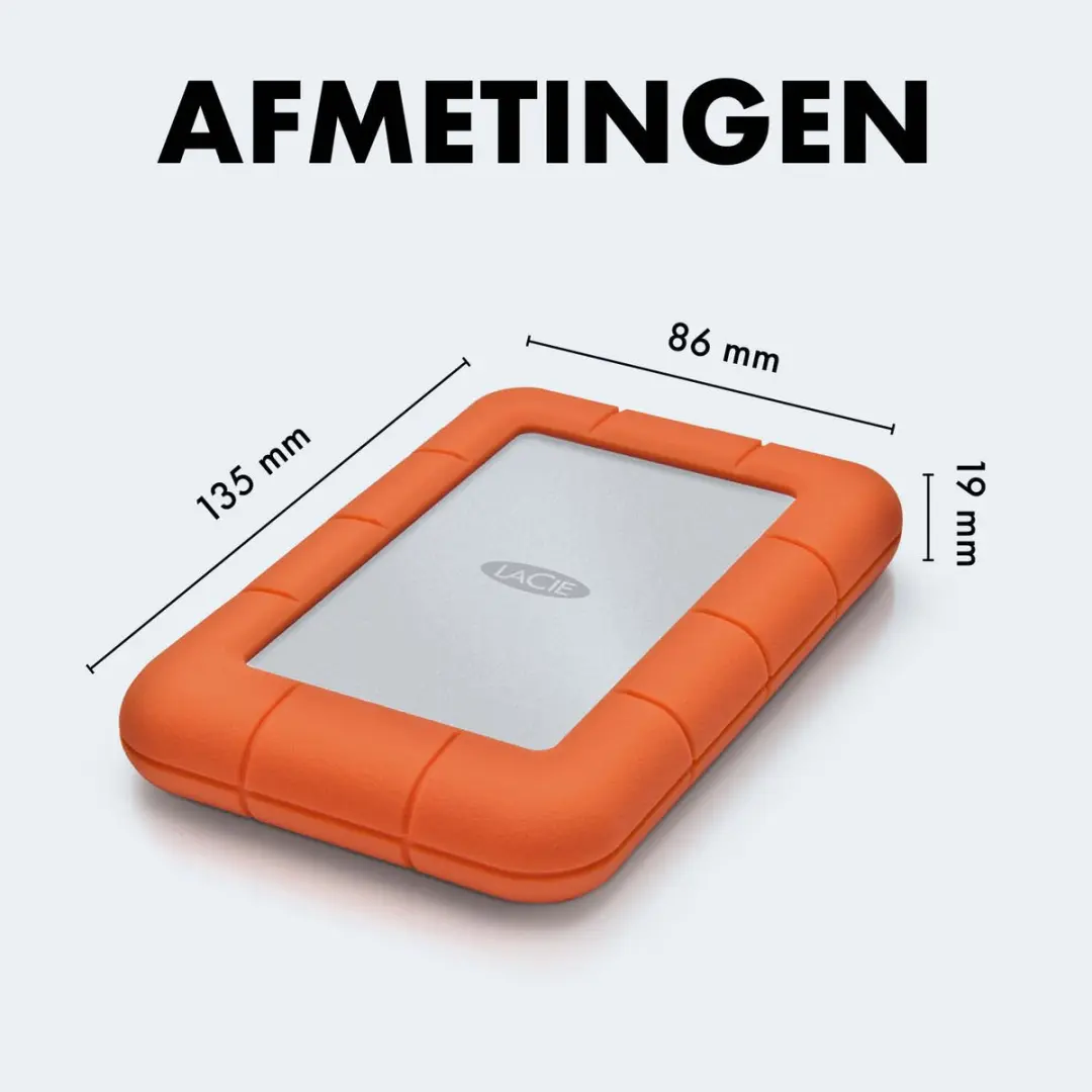 LaCie Rugged USB-C Externe Harde Schijf 1TB - Oranje