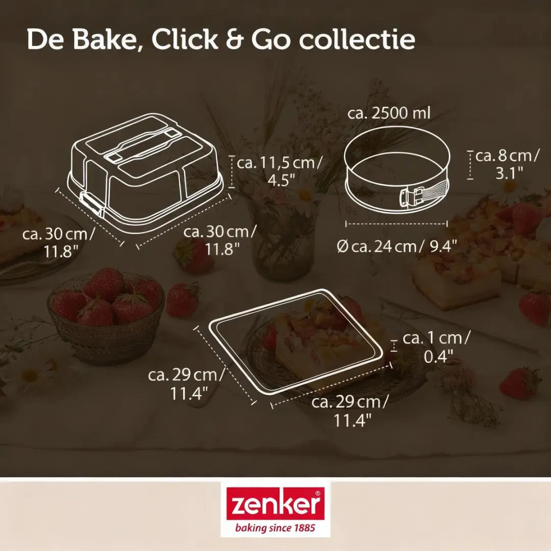 Zenker Bakset Ronde Springvorm 23cm met Deksel - Zwart