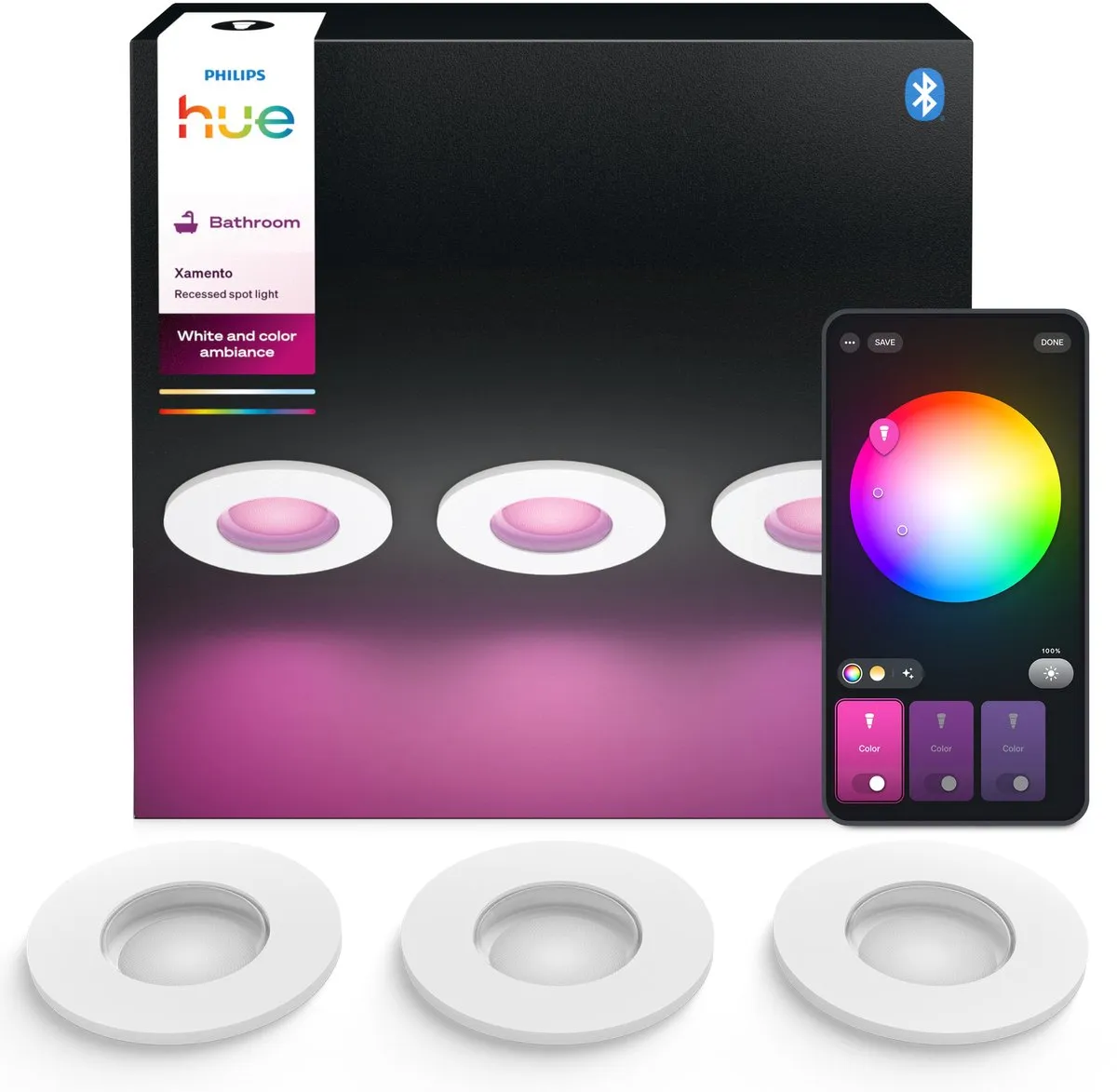 Philips Hue Xamento Inbouwspot 3-pack