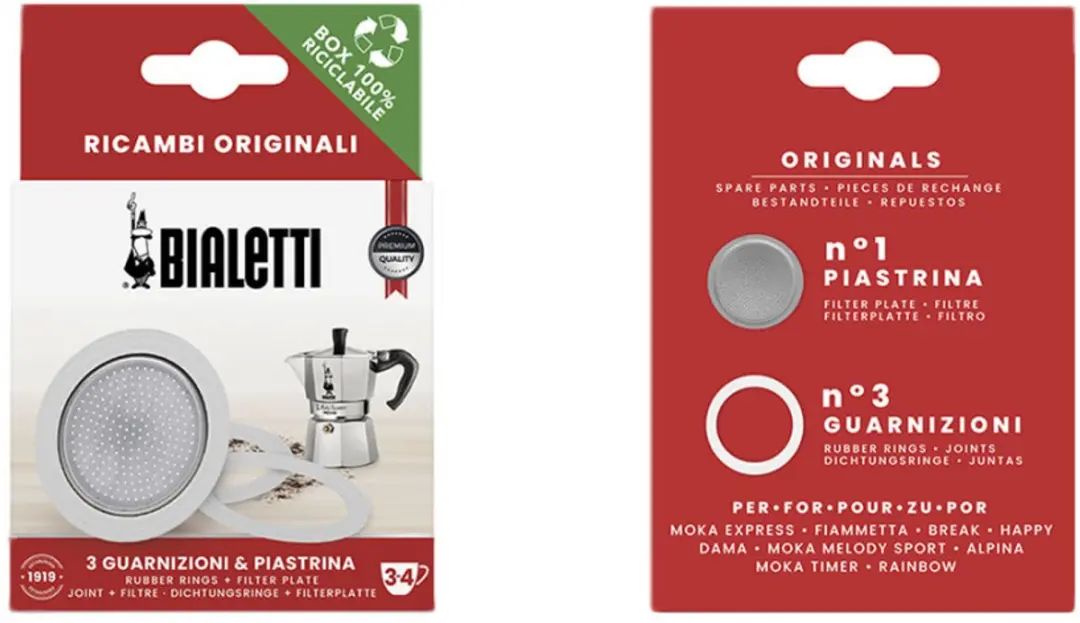 Bialetti Filterplaatje 49mm - 3 Rubberen Ringen - Zilver