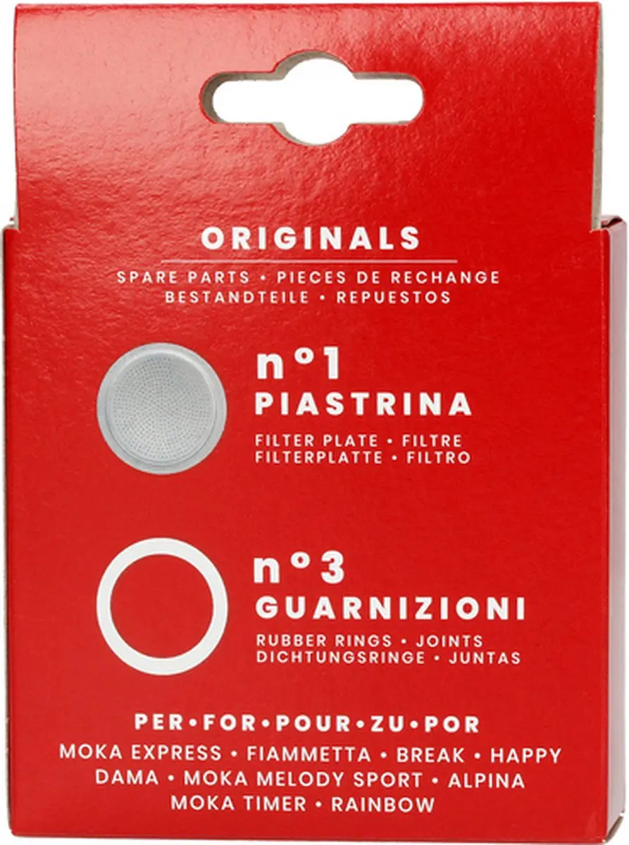 Bialetti Filterplaatje 49mm - 3 Rubberen Ringen - Zilver