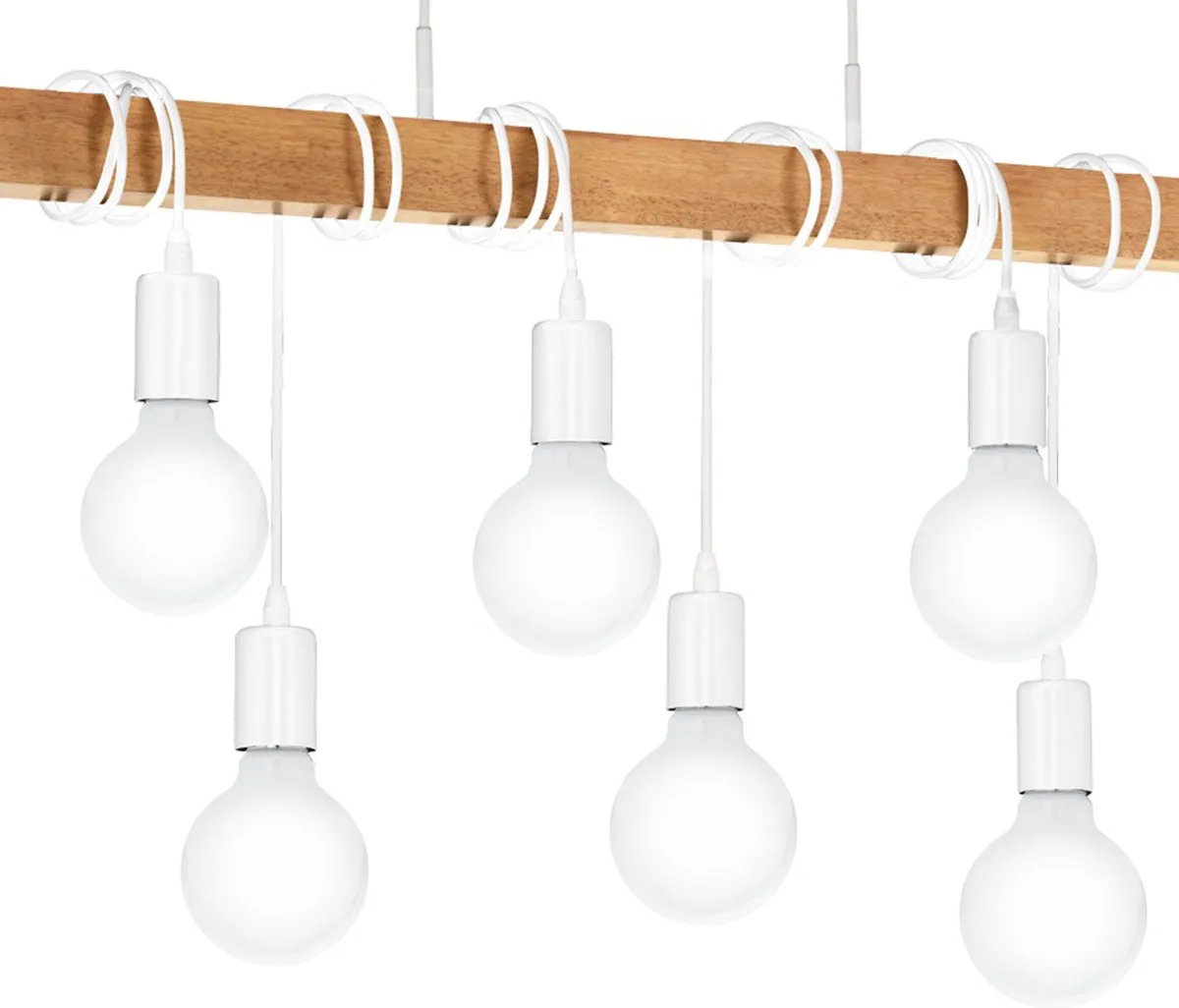 Eglo Townshend Hanglamp E27 - 6 Lichtpunten - 100cm - Wit/Bruin