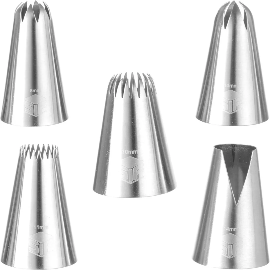 HENDI Decoratie Spuitmondjes Set 5 Stuks - Roestvrij Staal