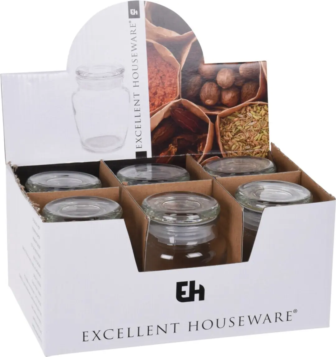 Excellent Houseware Kruidenpotjes Glas 150ml - 6 Stuks