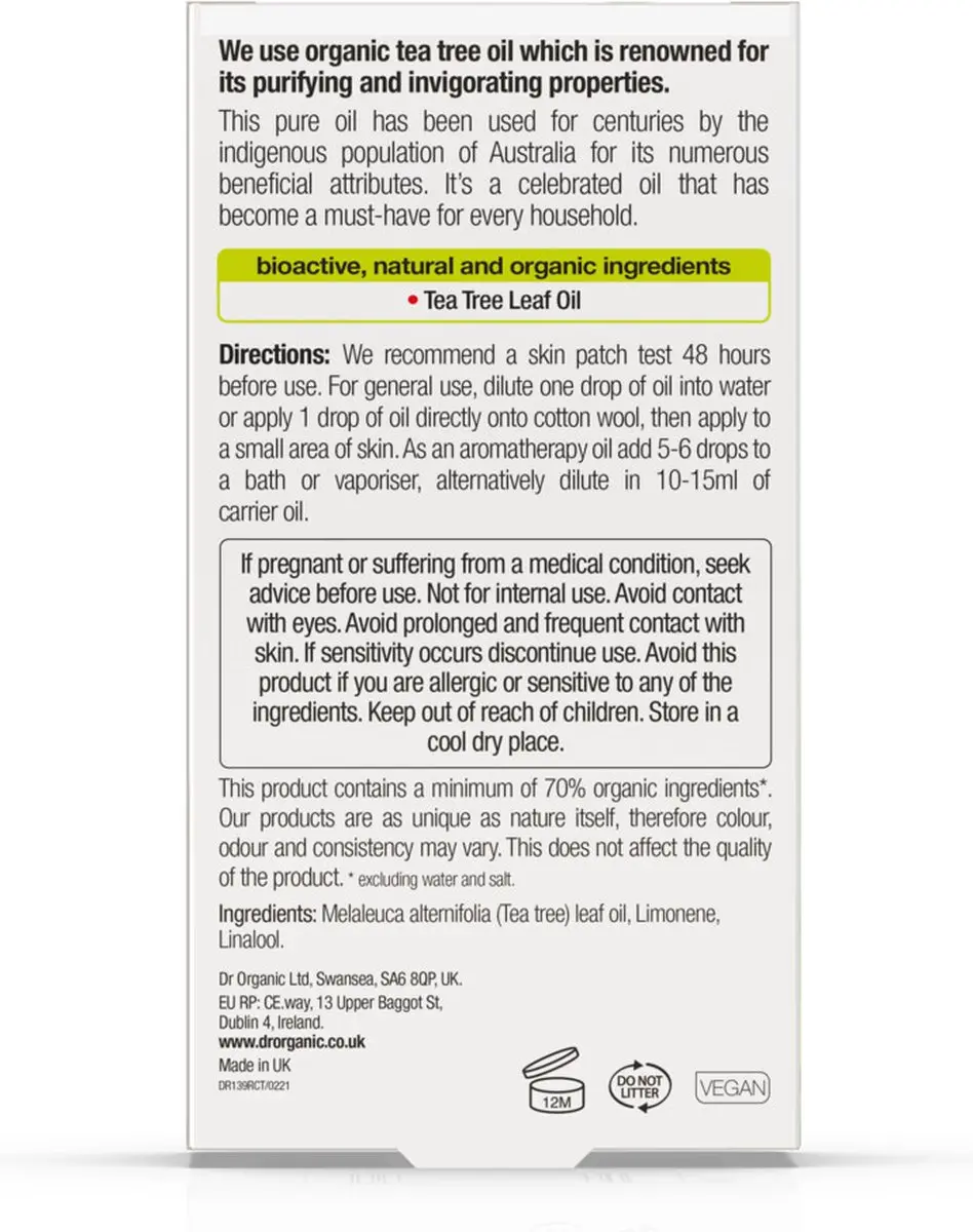 Dr. Organic Tea Tree Pure Olie 10ml