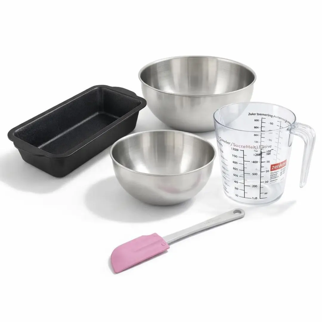 Zenker Bakset met Cakevorm 31,5cm - 2 Mengkommen & Spatel - Zwart/Grijs