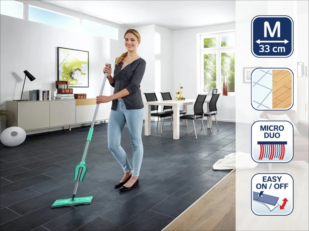 Leifheit Picobello M Micro Duo Vloerwisser 33cm - Turquoise/Grijs - afbeelding 6 van 6