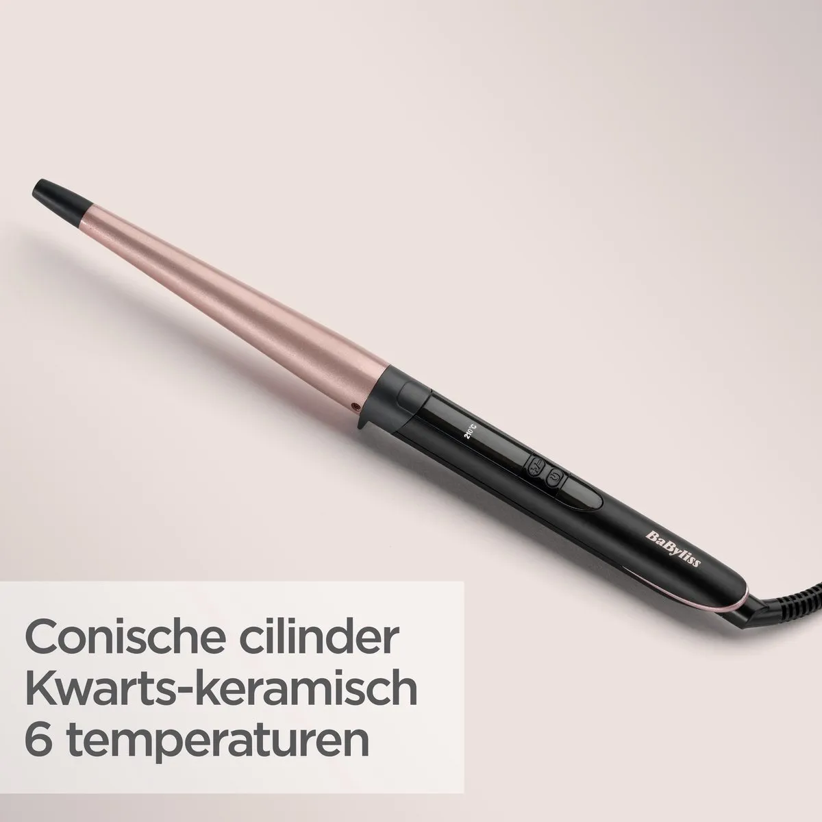Babyliss 25-13mm Conische Krultang C454E - 160-210°C - Zwart/Rose