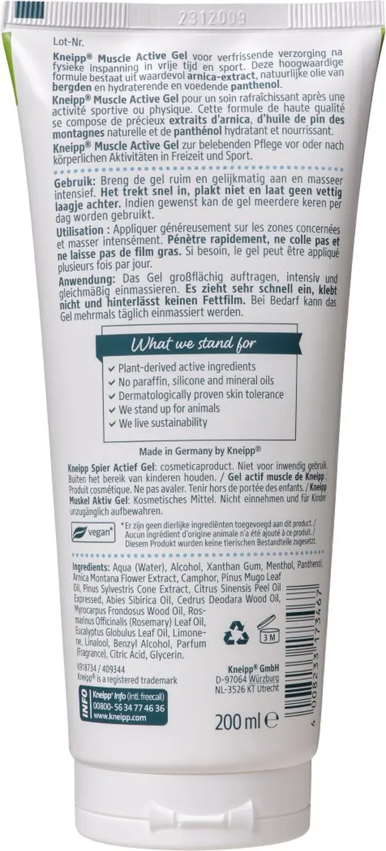 Kneipp Muscle Active Gel Arnica & Bergden 200ml