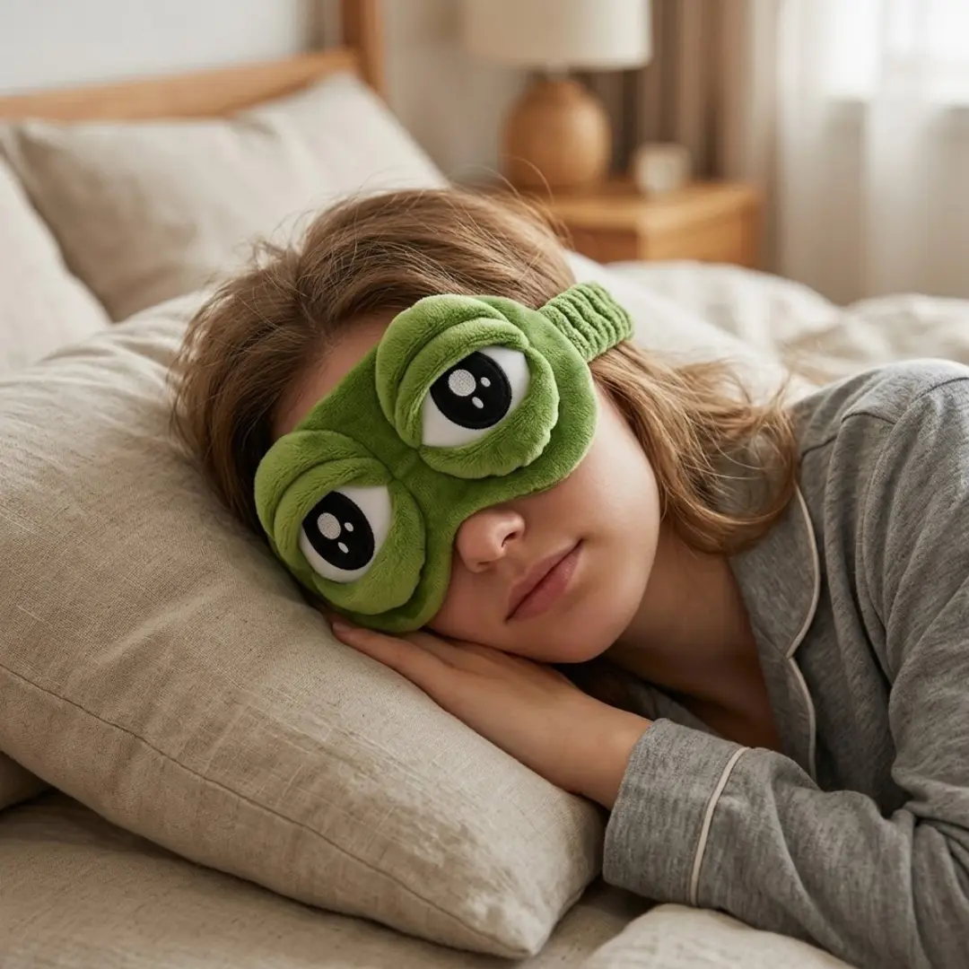 NuveX Groen Kikker Slaapmasker - Pluche met Kikkerogen