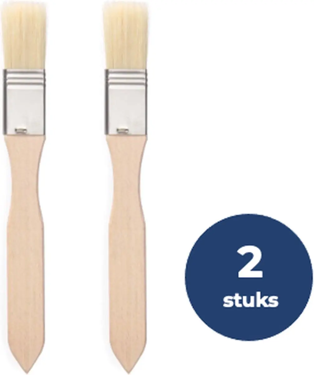 Hendi Boter- en Bakkwast Set - Houten Steel 190x20mm - 2 Stuks