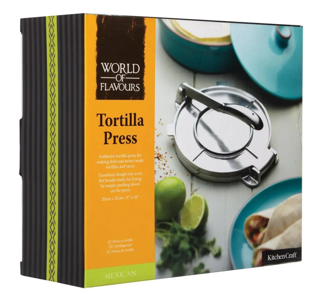 KitchenCraft Tortillapers Mexicaanse Stijl 20x20x9cm - Zilver - afbeelding 6 van 6