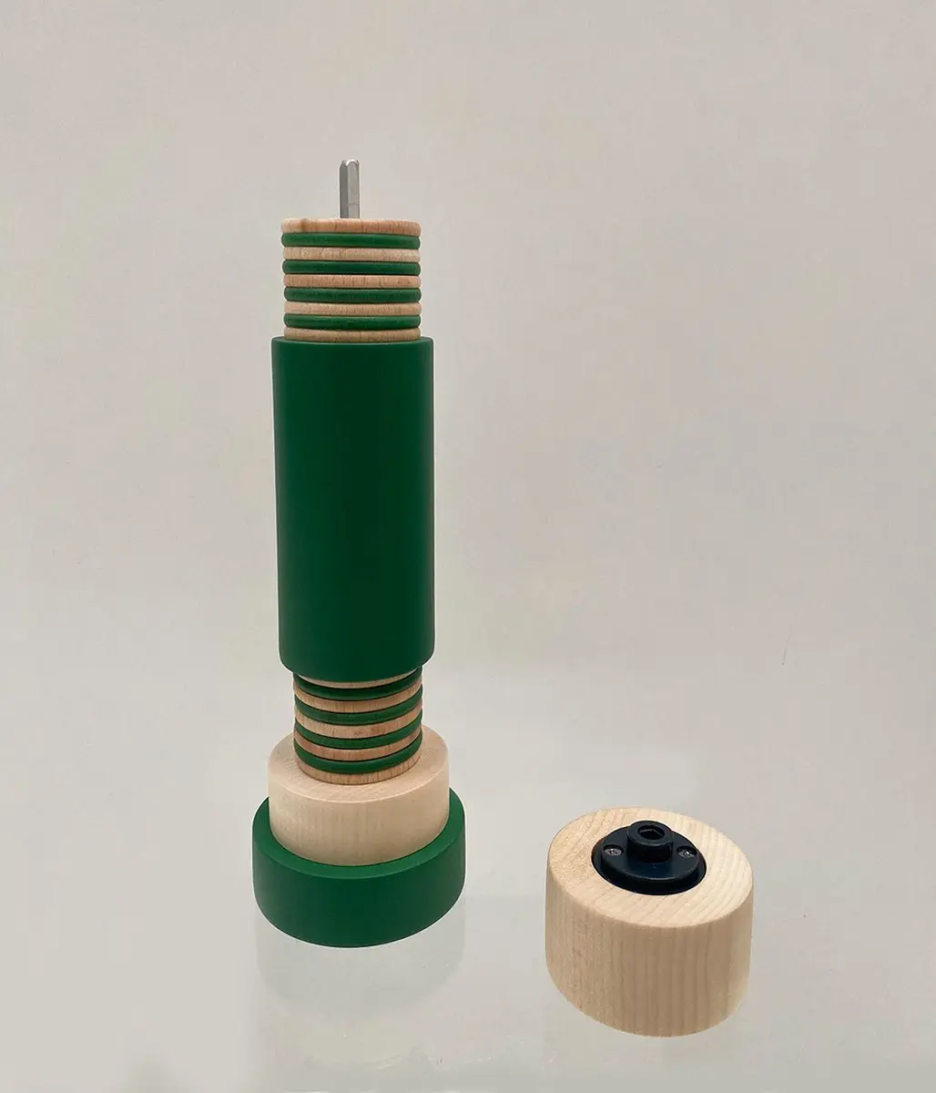 Alessi Twergi Molen - Blank Beuken/Mat Groen - 7cm
